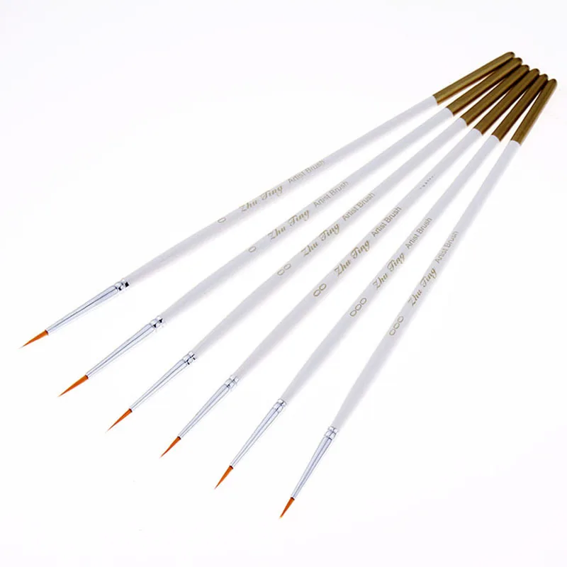 

6Pcs/Set Fine Hand-Painted Thin Hook Line Pen Nylon Hair Wooden Handle Acrylic Oil Watercolors Painting Pens Set Art Supplies