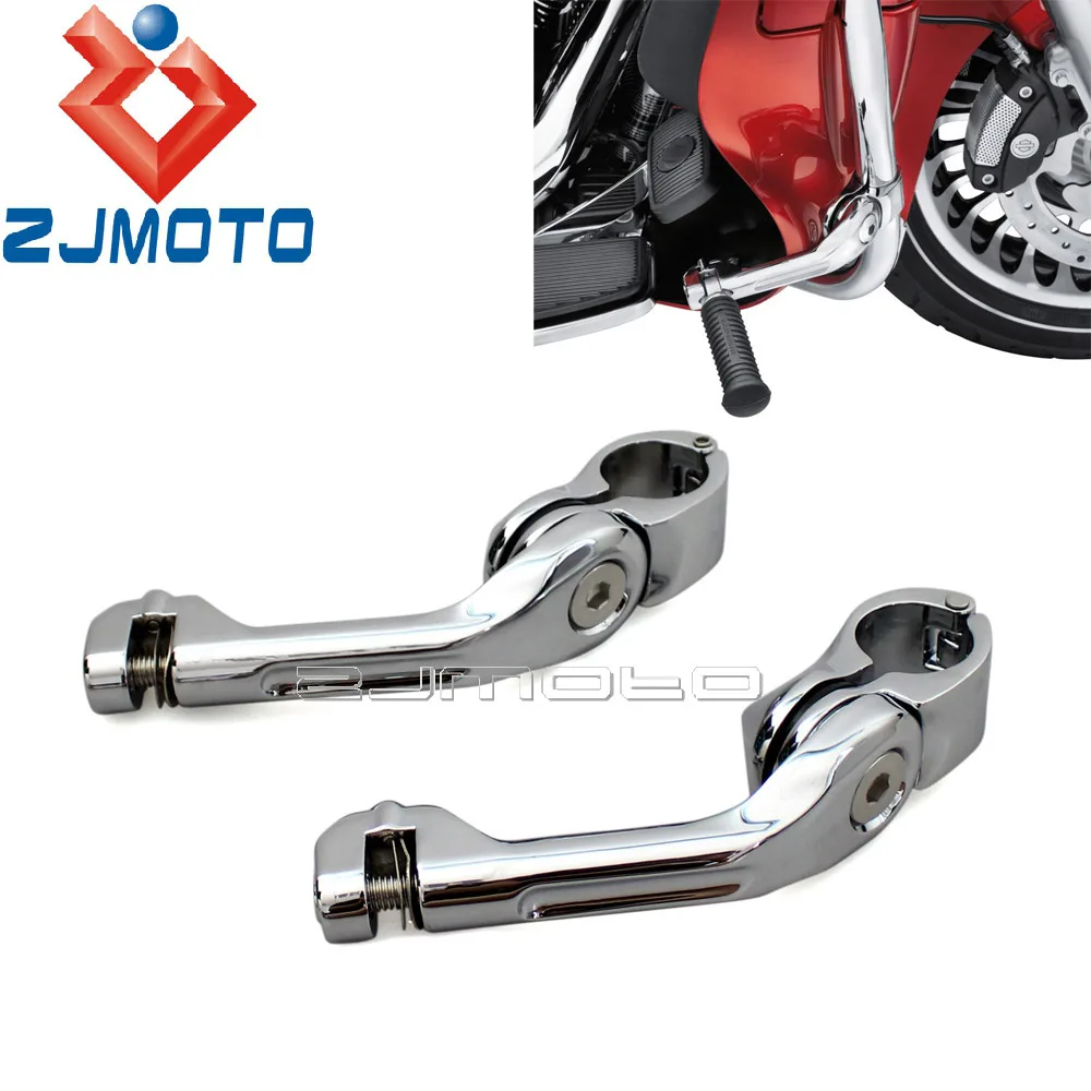 Motorcycle Chrome Angled Adjustable 1 1//4/" Engine Guard Highway Footpeg Mount