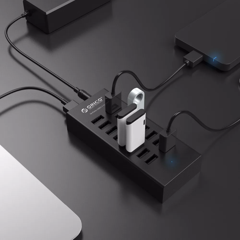 USB разветвитель ORICO H1613 16 портов 2 0 12 В А|USB-хабы| |