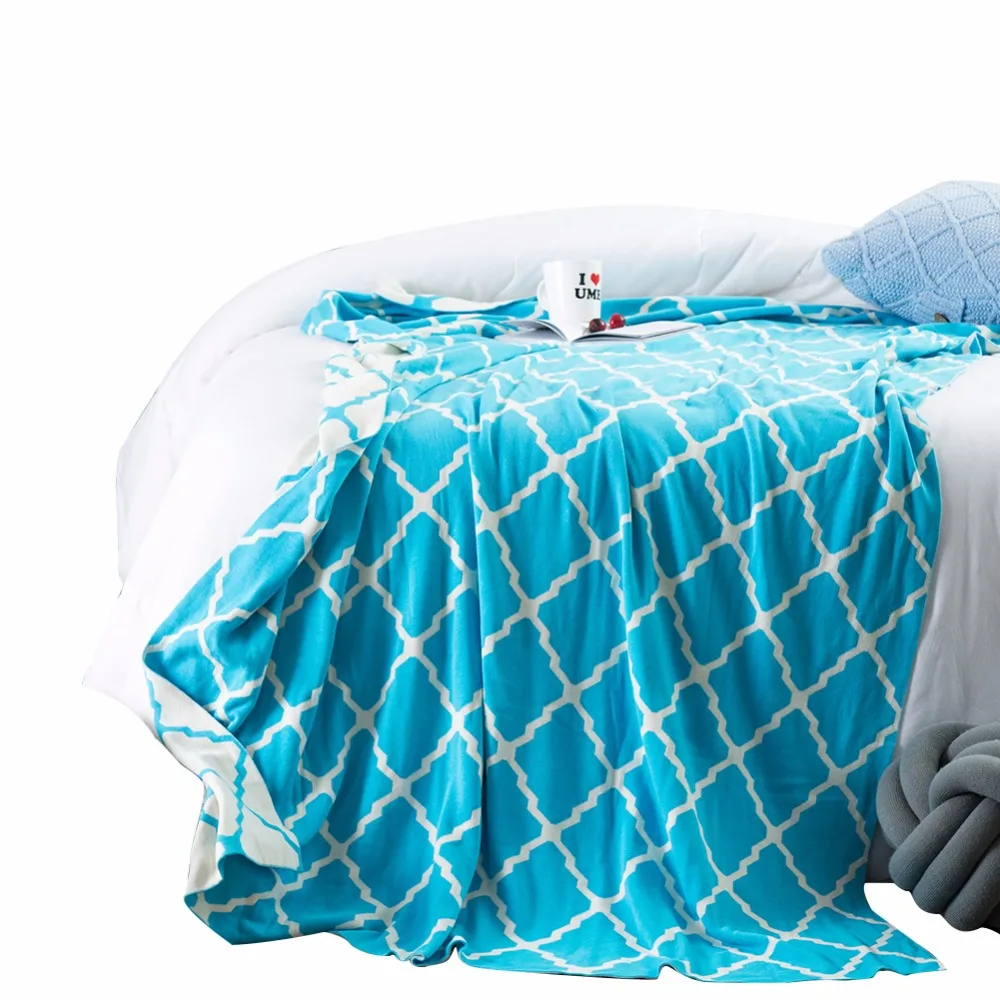 

Blankets Stylish Blue White Stripe Pattern Knitting Bedding Blanket Blanket 1pcs Sofa/Couch Bed/Plane Travel Plaids 130x180cm