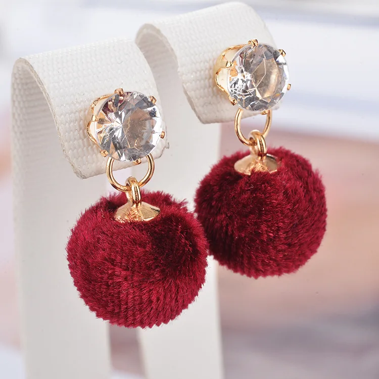 

Seblasy Maxi Small Ball Crystal Dangle Earrings for Women Simple Style 7 Color Cute Drop Earrings Birthday Jewelry Femme Bijoux