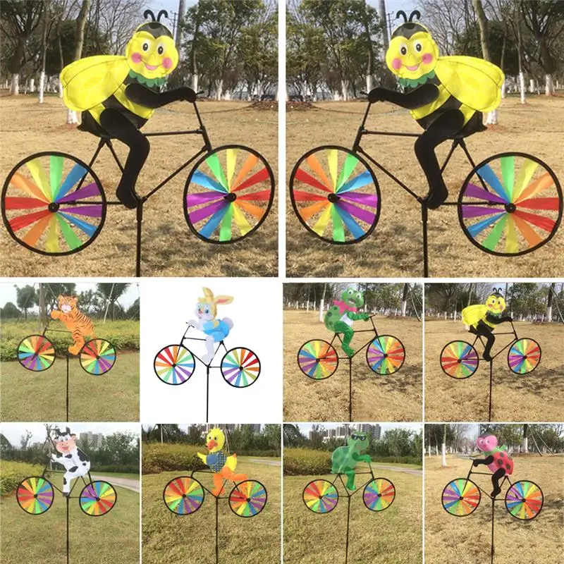

Hot Selling Cute 3D Animal on Bike Windmill Wind Spinner Whirligig Garden Lawn Yard