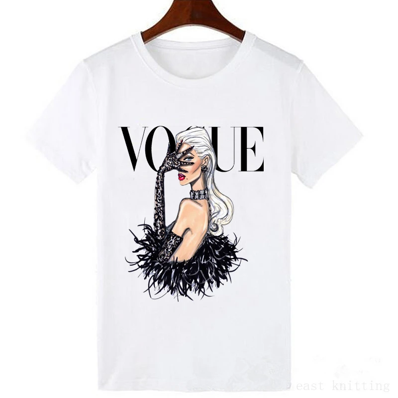 

New Women T Shirt VOGUE O-Neck Tops Tees Summer Female T-Shirt fashion ladies Clothes