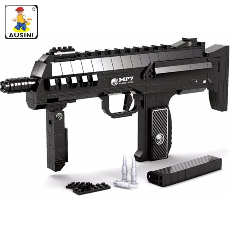 

Ausini 508Pcs Arms series Heckler & Koch MP7 Submachine gun Model Building Blocks brinquedo Classic children Toys