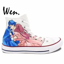 Вэнь Дизайн пользовательские ручной росписью обувь Romeo x Juliet Свадебные Для женщин Для мужчин холст кроссовки
