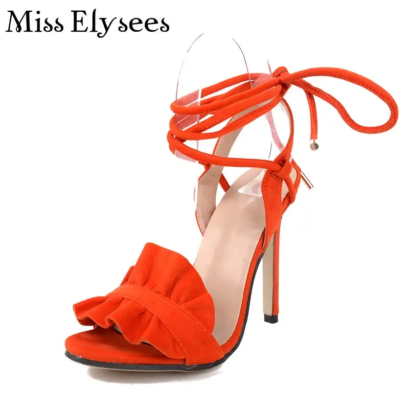 Brown Orange Women Sandals 2017 Summer High Heels Shoes Gladiator Cross Strap Fashion Thin Sapato Feminino | Обувь