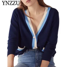 YNZZU хит цвет жемчуг вязаный кардиган женский Весна v-образный вырез однобортный женский свитер кардиган Свободное пальто для женщин YO795
