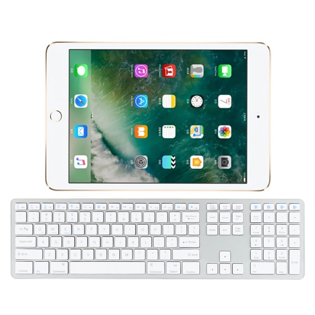 Беспроводная клавиатура с 104 клавишами Bluetooth для iOS/Android, игровая клавиатура с Windows для ноутбука/iPad/APPLE