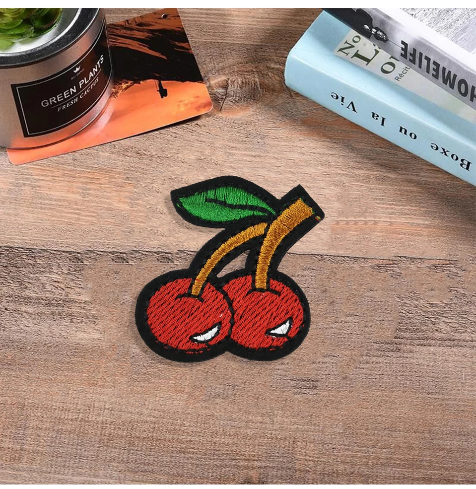 Iron Patches For Clothing Kids Pineapple Cactus Cherry Strawberry Cake Smiley Flower Embroidered Patches For Clothes Applique (9)
