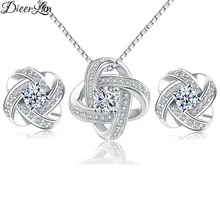 DIEERLAN, новинка, свадебные ювелирные наборы, 925 пробы, серебро, цирконий, серьги, колье, ожерелья для женщин, массивные ювелирные изделия