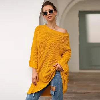 

Autumn Winter Women Sweaters Pullovers Korean Style Long Sleeve Casual Loose Sweater Pink Solid Knitted Jumpers Sweter Mujer