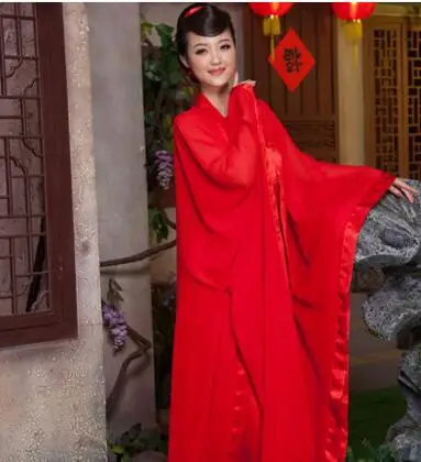 Древний китайский костюм Ming Hanfu Косплей народная Танцы женская одежда костюм красный Hanfu длинное платье Le Chinois ancien костюм - Цвет: Красный