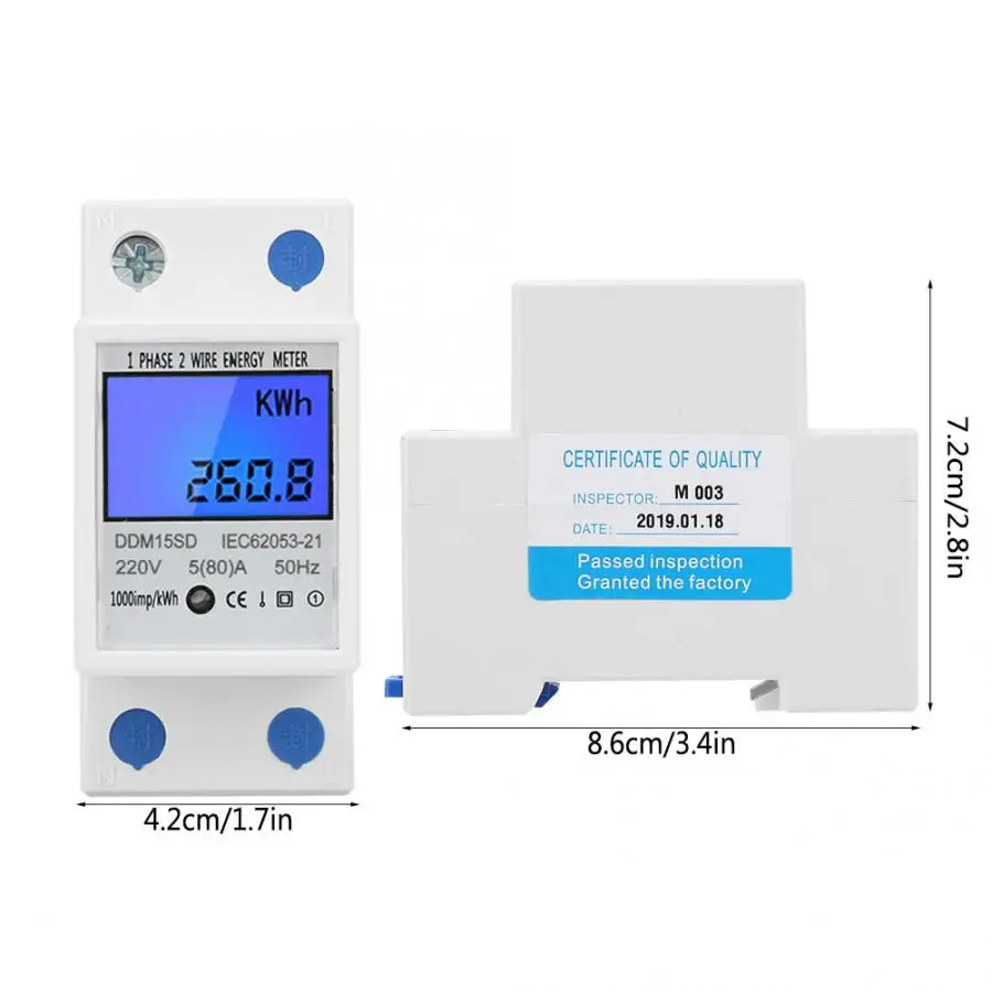 Мощность монитор 5-80A DDM15SD ЖК-дисплей с подсветкой цифровой дисплей однофазный электронный счетчик энергии кВтч измеритель мощности скидка