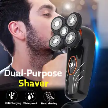 

5 Heads Floating Blade Electric Shaver Razor Beard Trimmer Men Bald Head Shaver Washable Rechargeable Hair Clipper Waterproof