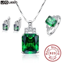 Esperanza de Esmeralda Verde Sistemas de La Joyería Fina de Plata de Ley 925 Colgante collar con Pendientes Stud Set Verde Anillos Sz 6-9 para Las Mujeres