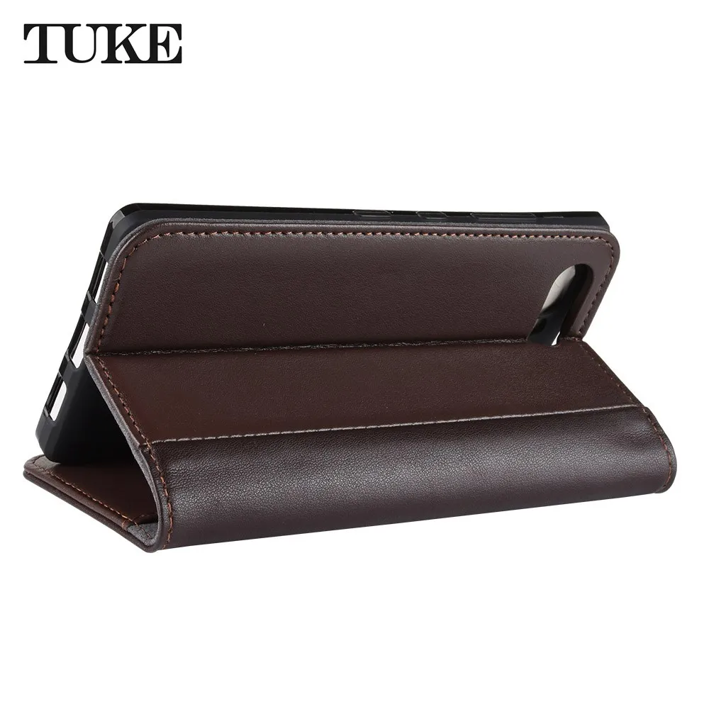  TUKE New Back Case for Blackberry KEY 2 KEY Two Luxury Genuine Leather Flip Phone Cover for Blackbe