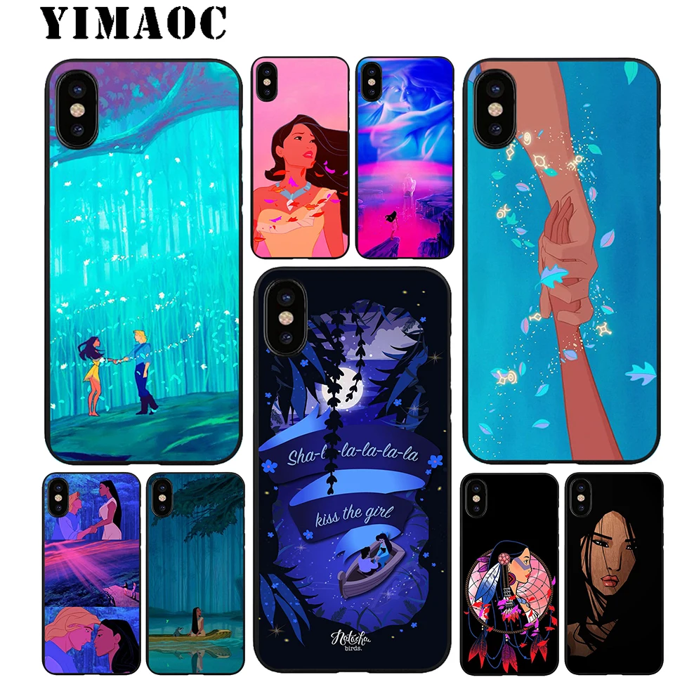 

YIMAOC Pocahontas Girl Soft TPU Black Silicone Case for iPhone X or 10 8 7 6 6S Plus 5 5S SE Xr Xs Max