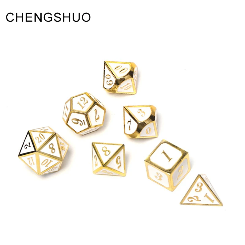 

Chengshuo polyhedral rpg dice metal dnd sets dungeons and dragons table game dices dados white digital zinc alloy d20 10 6 12 8