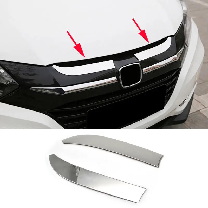 2pcs Chrome Car Front Hood Bonnet Grille Cover Trim Garnish For Honda
