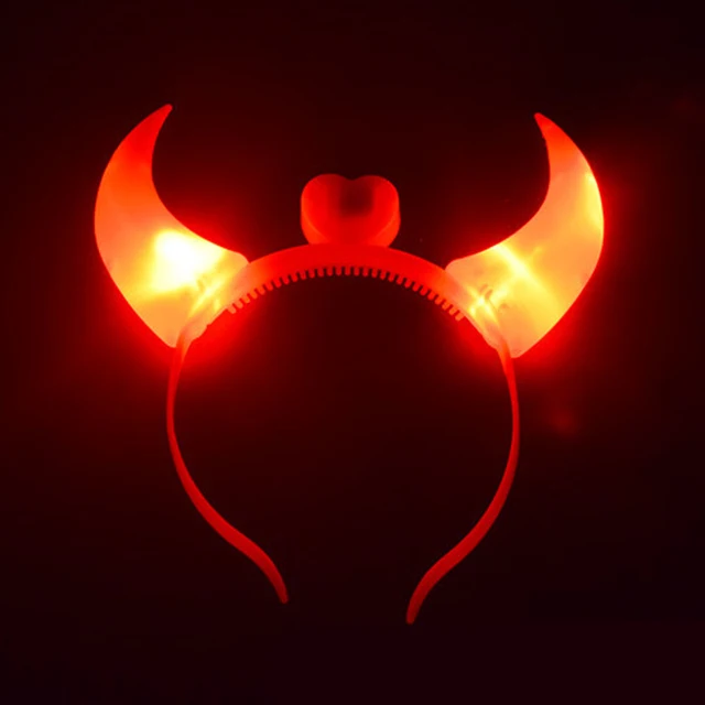 1pc LED Devil Horn Light Up Headband Flashing Horns Headwear for
