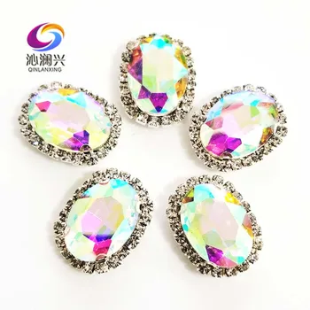 

AB color oval shape top quality sew on Glass Crystal buckle,flatback loose rhinestones,Diy/Clothing/wedding decoration SWTK06