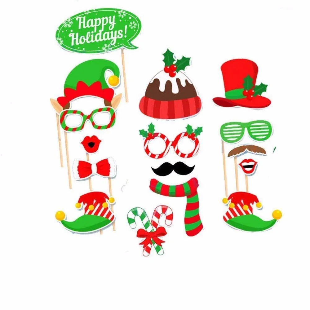32 шт. рождественские украшения DIY реквизит для фотостудии Забавный Санта Клаус лося детская маска очки на палочке рождественские вечерние принадлежности