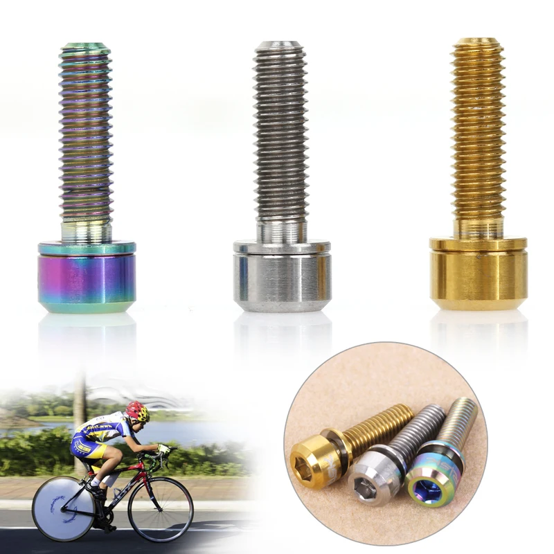 6pcs Bicycle Stem Bolts Titanium M5*18mm With Washer Bike Ultralight