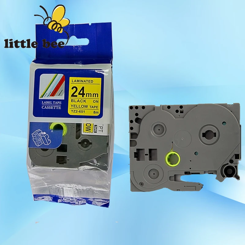 

1pc TZe651 Compatible Label Tape for Brother TZe-651 TZ-651 TZ651 Black on Yellow (0.94inch 1/1inch 24mm) 8m