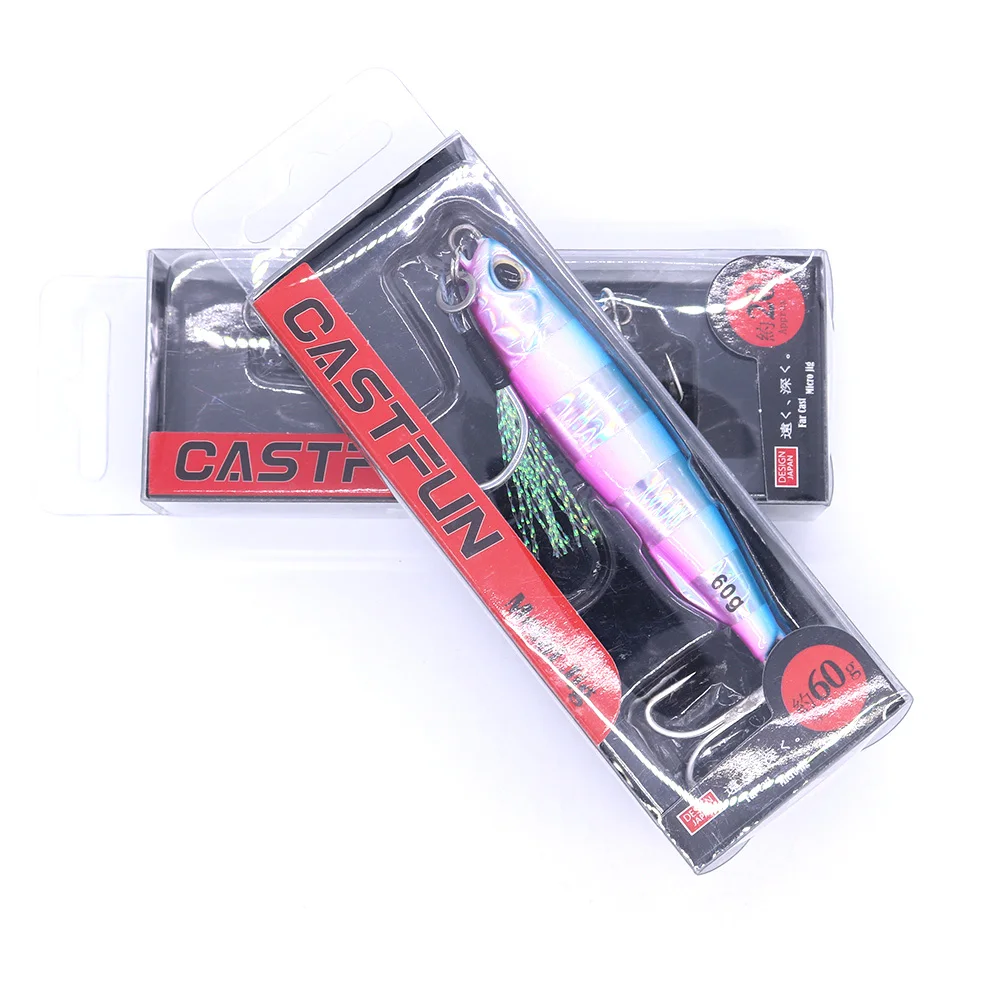 CASTFUN 20g 40g 60g Drag Metal Cast Slim Jig Fishing Lure Off Shore Jigging Lure