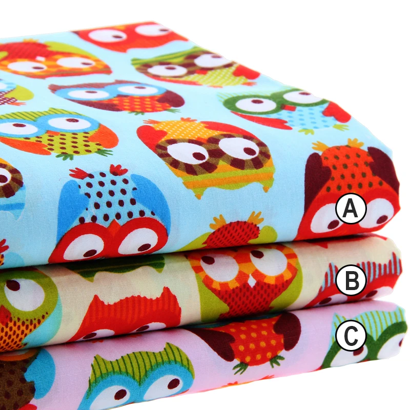 

Cotton Fabric Printed Fabrics Patchwork For Sewing Quilt Scrapbooking Tissue Pattern Needlework Material Curtain Cloth Owl Set