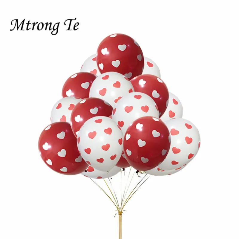 

Mtrong Te 24pcs 3.2g Black Red White Heart Spot Latex Balloon Polka dot Wave point globos Birthday Party Decor Supplies