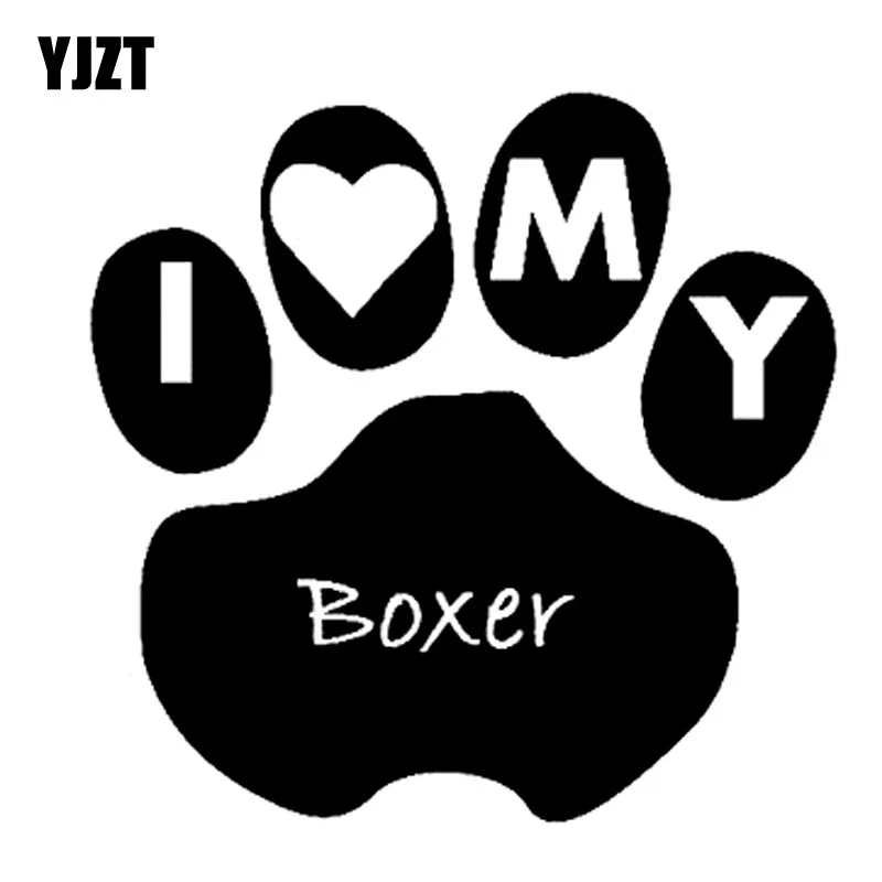 

YJZT 12.7CM*12.7CM I Love My Boxer Dog Scratching And Printing Automobile Vinyl Sticker Decals Black/Silver C10-00315
