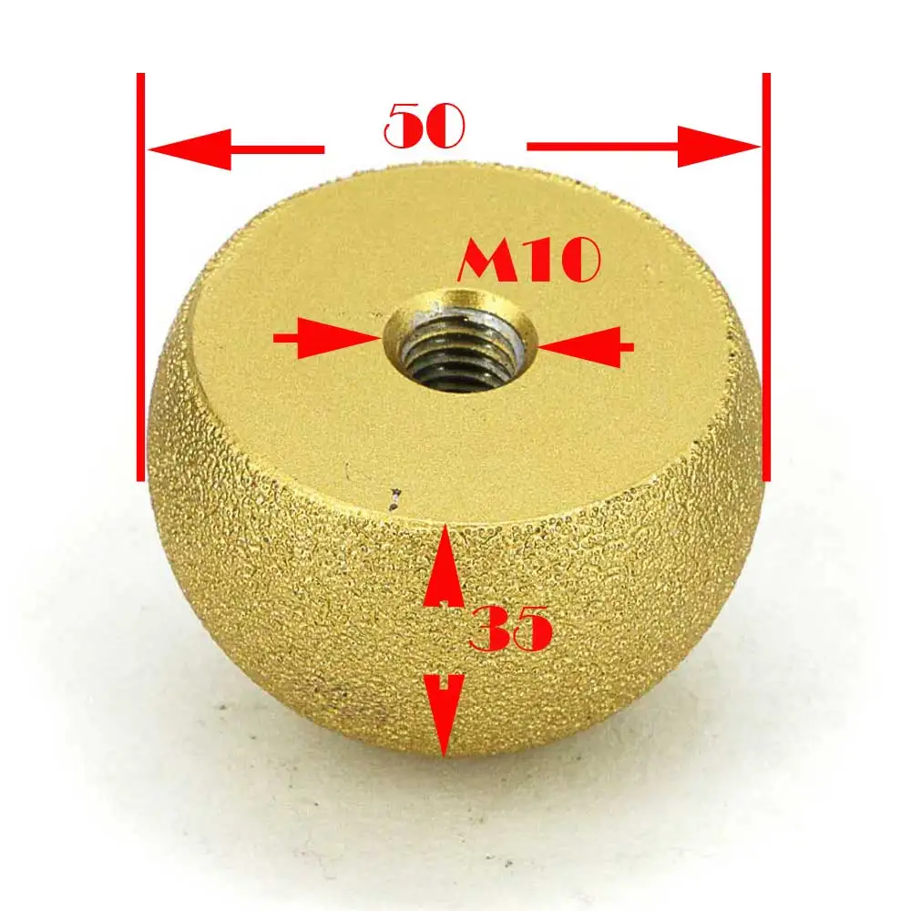 1 шт. braze bond круглая головка сферической формы Алмазная установка с резьбой хвостовик M10 для цветочного горшка шлифовальный инструмент дуговой шлифовки GJ011