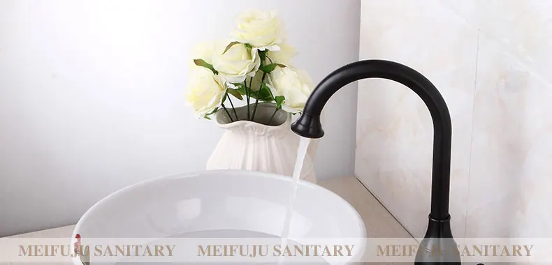 Meifuju Смесители для умывальника Ванная комната раковина черный смеситель на бортике одной ручкой на одно отверстие wc Ванная комната кран