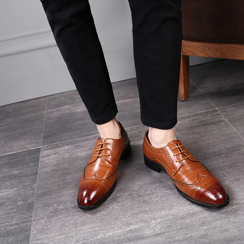 DXKZMCM Мужские модельные туфли ручной работы Британский полуботинок стиль Paty кожаные свадебные туфли мужские туфли на плоской подошве кожаные оксфорды формальная обувь
