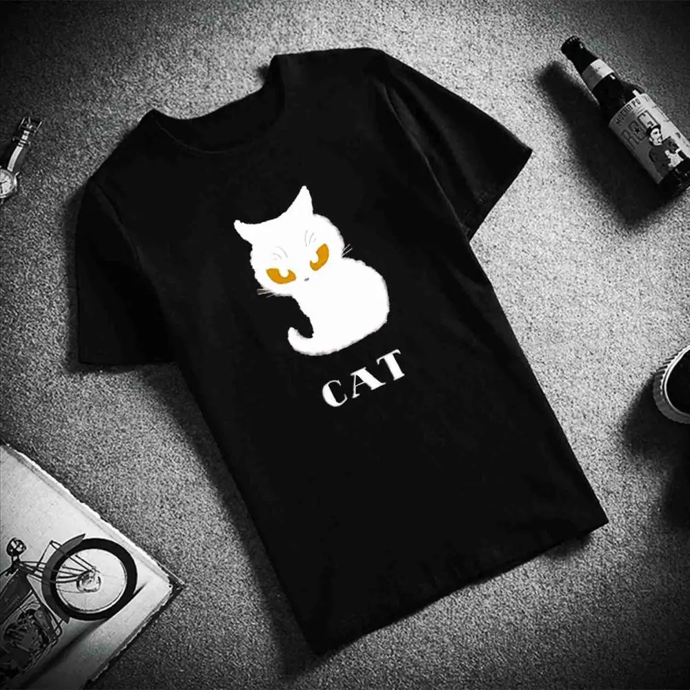 Новая футболка из хлопка, Kawaii Cat Harajuku, эстетический принт, топы с короткими рукавами и футболки, модная повседневная футболка, одежда унисекс - Цвет: 14