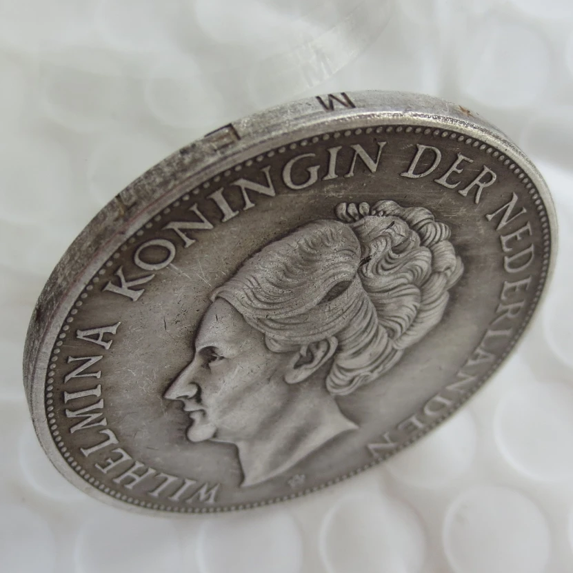 Высокое качество 1933. Нидерланды, Вильгельмина, 2 1/2 Gulden серебро Копировать монеты
