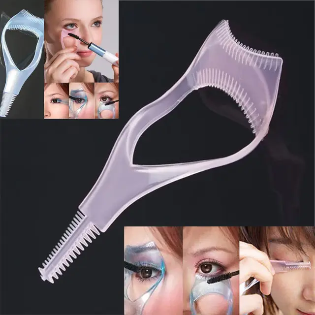 Eyelash Tools 3 in 1 Makeup Mascara Shield Guard Curler Applicator Comb