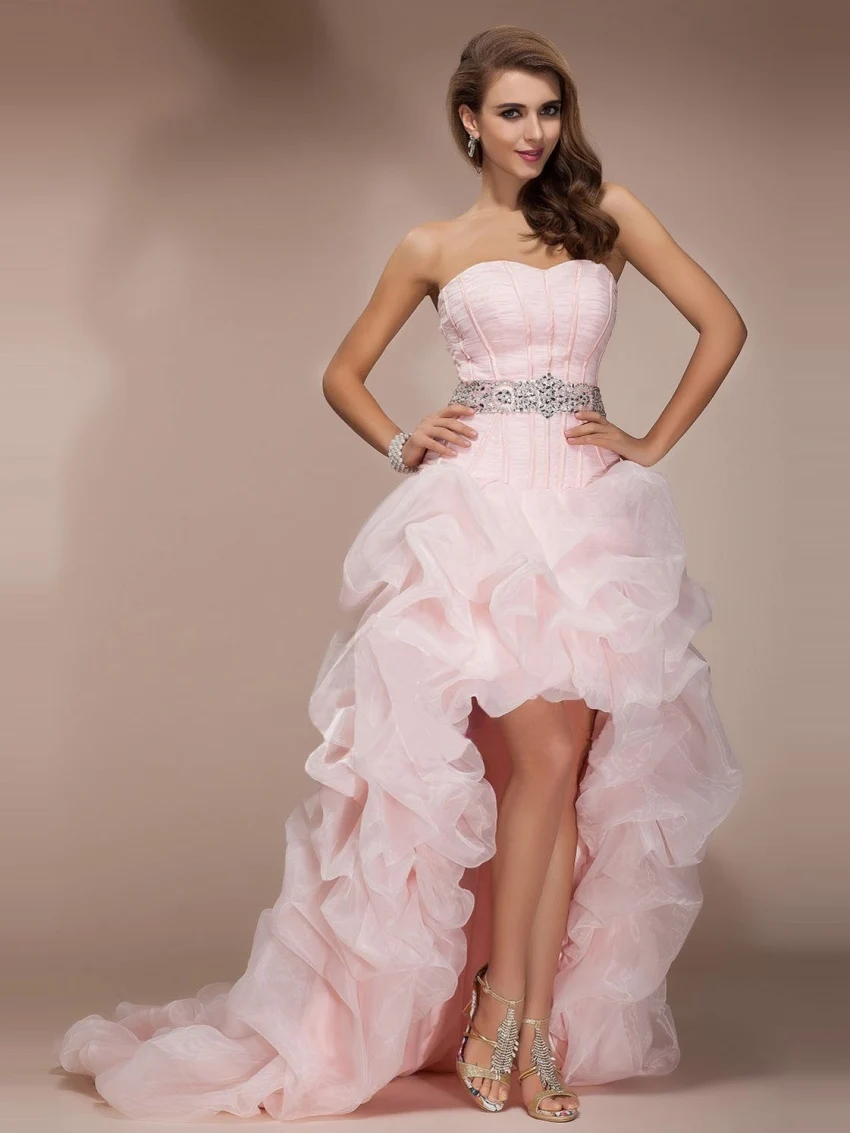 Элегантный индивидуальный заказ блесток пикантные Длинные Красивые Высокий Низкий светло розовый 2018 Выпускные платья vestido de noiva