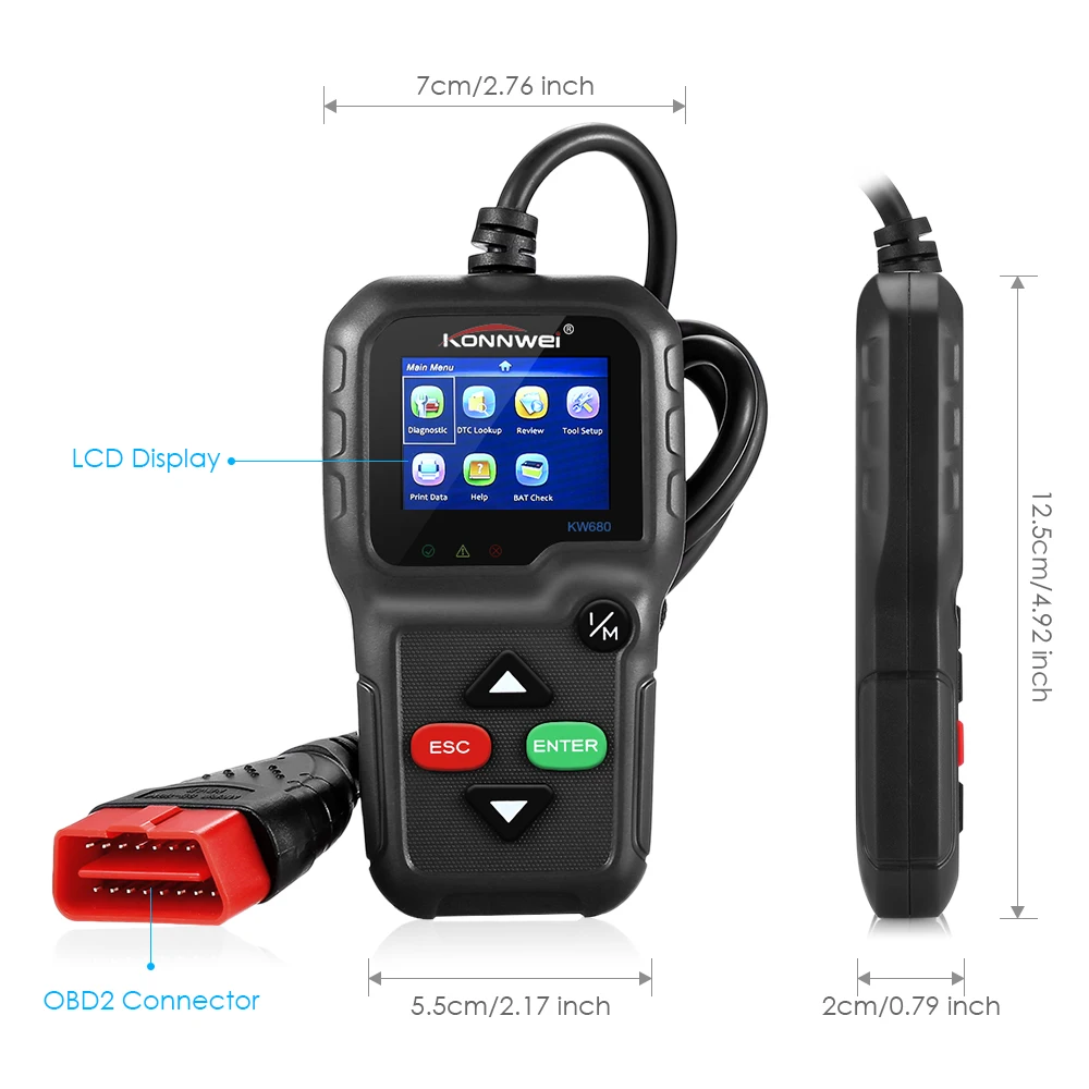 Konnwei KW680 может OBD2/EOBD(система бортовой диагностики универсальных автомобильных сканеров