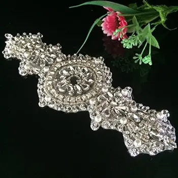 

Cristal Strass Rhinestone Applique moldeado correa nupcial de la boda Sash apliques Rhinestone trim for Wedding dress
