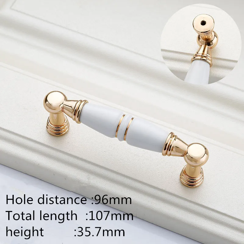 KK& FING белые керамические дверные ручки для шкафа европейские антикварные мебельные ручки кухонные шкафы нажимные дверные ручки для шкафа - Цвет: 96mm