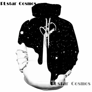 

PLstar Cosmos Black/White Hoodies Men/Women Casual Sweatshirt Spilled Milk Galaxy Space Printed Hoodies Thin Pullover Unisex