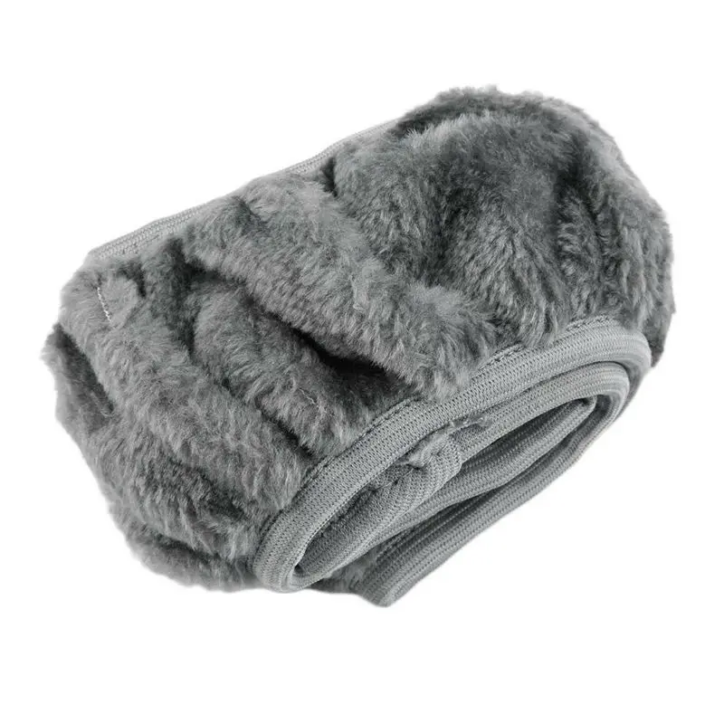 

Warm Car Steering Wheel Cover 14.96" Grey Beige Natural Fur Universal Auto Interior Accessories for Winter