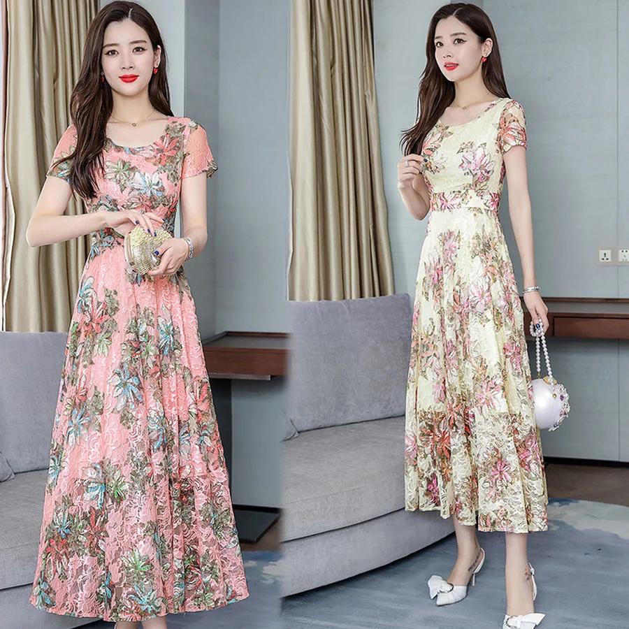 Женское платье Макси Boho винтажное пляжное с цветочным принтом большого размера