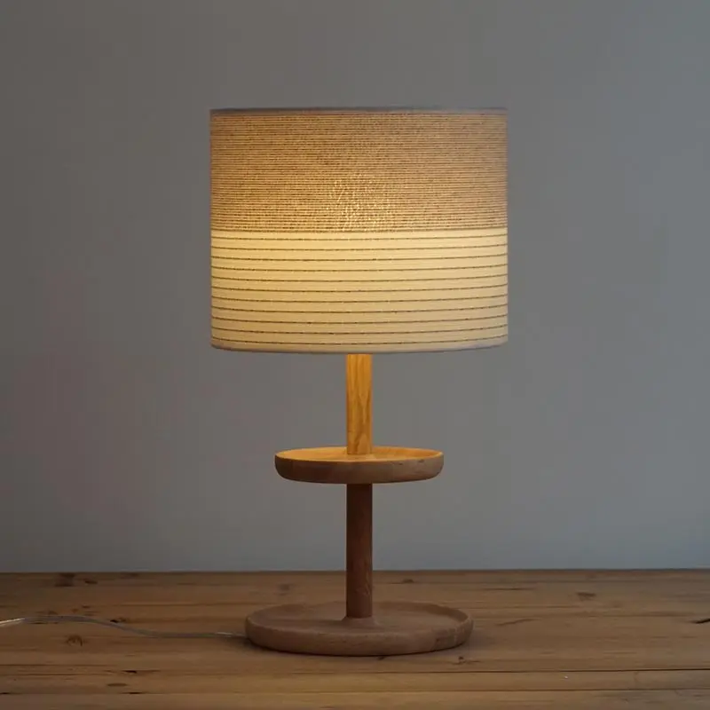 Japanese style retro simple solid wood table lamps for living room Led