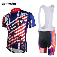 Weimostar короткий рукав Для мужчин США Велоспорт Джерси велосипед Костюмы нагрудник Шорты для женщин комплект S-5XL