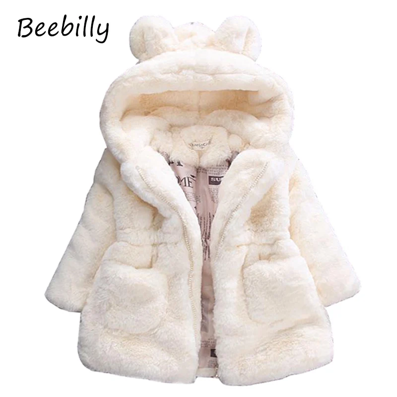 

Winter Baby Girls Faux Fur Fleece Coat Party Pageant Warm Jacket Xmas Snowsuit Baby Outerwear Children Clothes D5