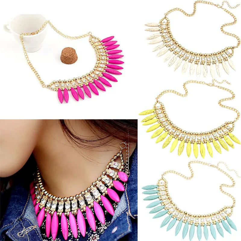 Fashion Boheme Women Maxi Colar Choker Necklace Big Chunky Statement Bib Necklace Rhinestone Collares Collier Femme 2016 Bijoux