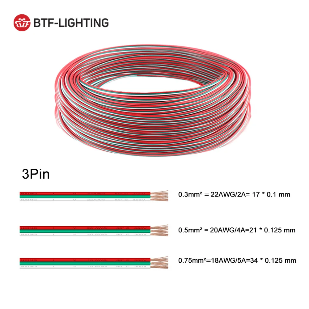 10 м 22/20/18AWG светодиодный кабель провод 2/3/4/5pin провода для WS2812 WS2811 RGB полосы